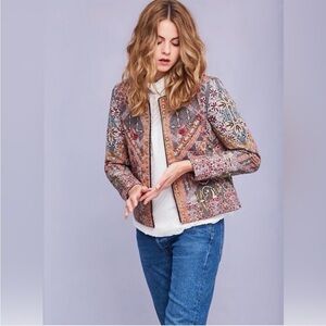 Hemant & Nandita Anthropologie Kiana Quilted Studded Boho Jacket